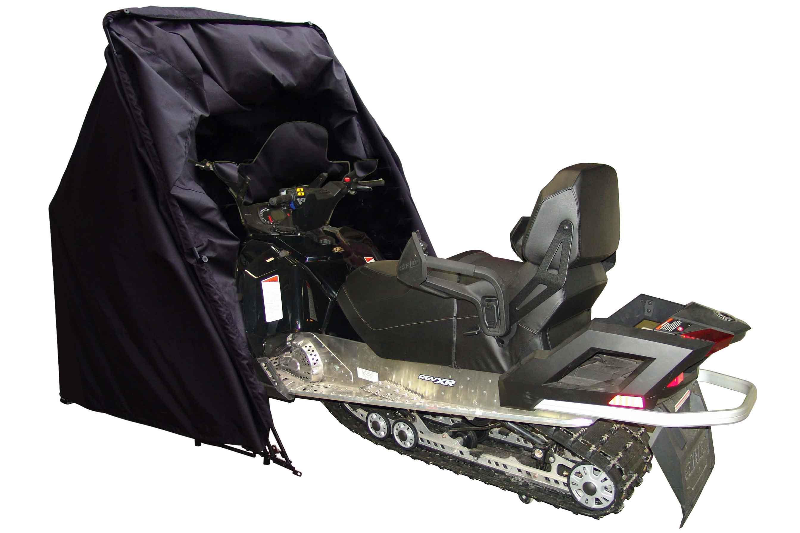 Snowmobile inside pro shelter garage