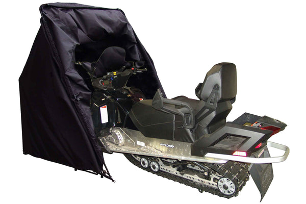 Snowmobile inside pro shelter garage