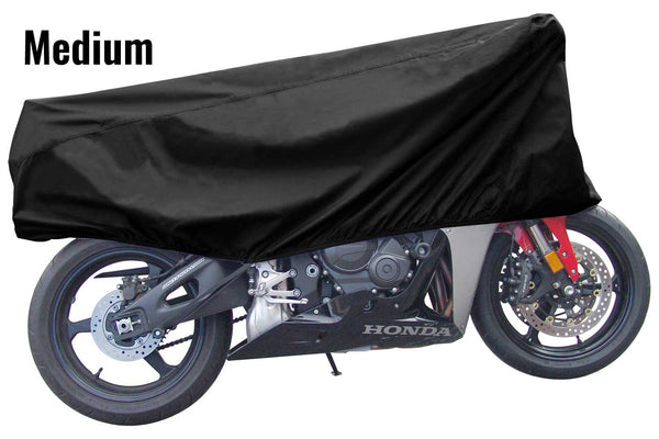 Motorcycle cover on a motorcycle