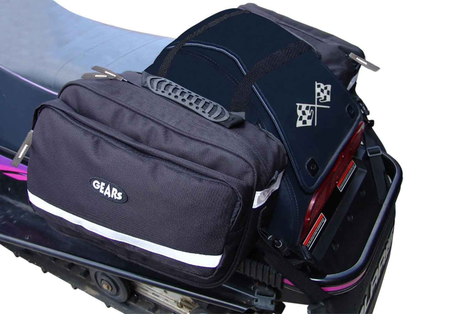 Black snowmobile saddlebag