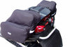 Black saddlebag on snowmobile