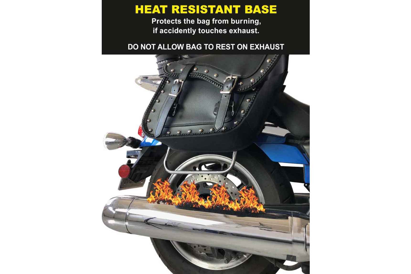 Heat resistant base of saddlebag