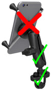 RAM Mounts Support de rail de guidon avec base à boulon en U et grand kit de support de téléphone universel X-Grip
