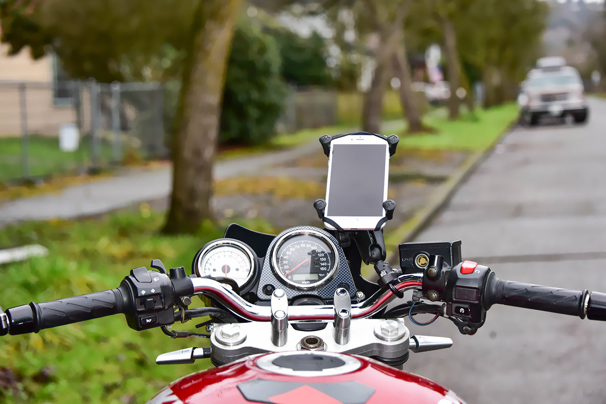 RAM Mounts Support de rail de guidon avec base à boulon en U et grand kit de support de téléphone universel X-Grip