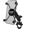 RAM Mounts Kit: Handlebar Rail Mount with U-Bolt Base + Large X-Grip Phone Cradle