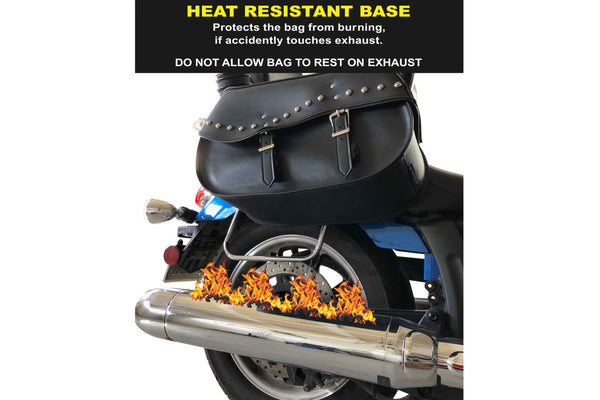 Heat resistant base of saddlebag
