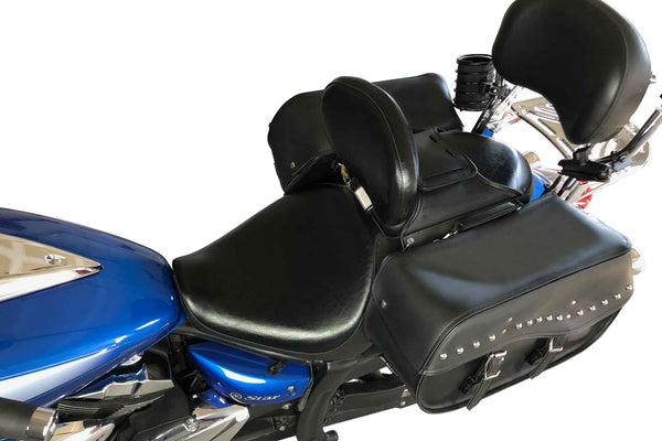 Throw over motorcycle saddlebag on the rear of motorcycle