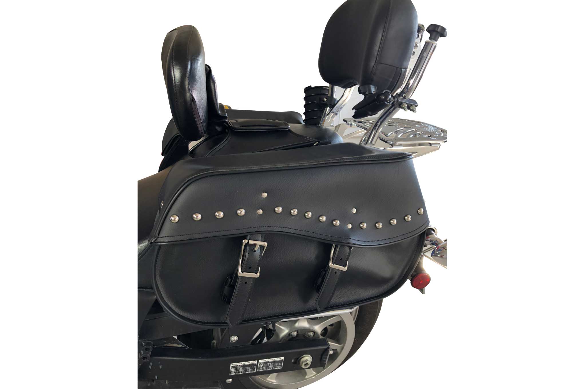 Black saddlebag on motorcycle