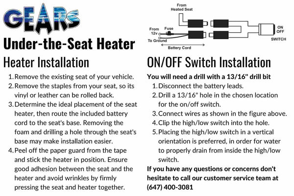 Seat heater installation instructions