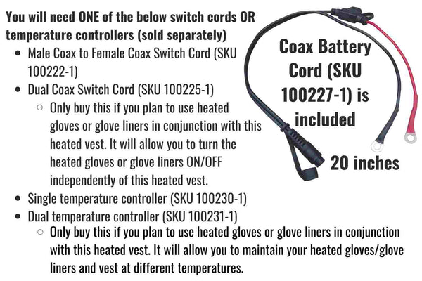 Choice of temperature controller to be used with vest