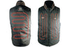 Red glow inside vest liner indicating heating pattern