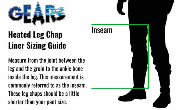 Sizing guide for heated leg chap