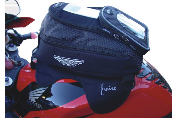 Motorcycle tank bag side view