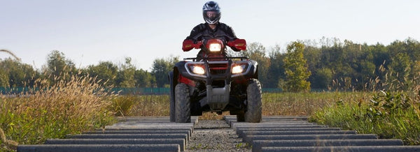 Man with a helmet riding an ATV