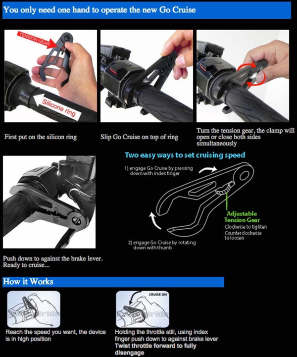 GO CRUISE Control Motorcycle Handlebar Throttle Lock • GEARS