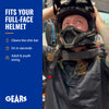 Full-face motocross helmet resting over the GEARS soft foam neck collar