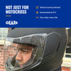 Motorcycle rider wearing the GEARS neck collar under a street helmet