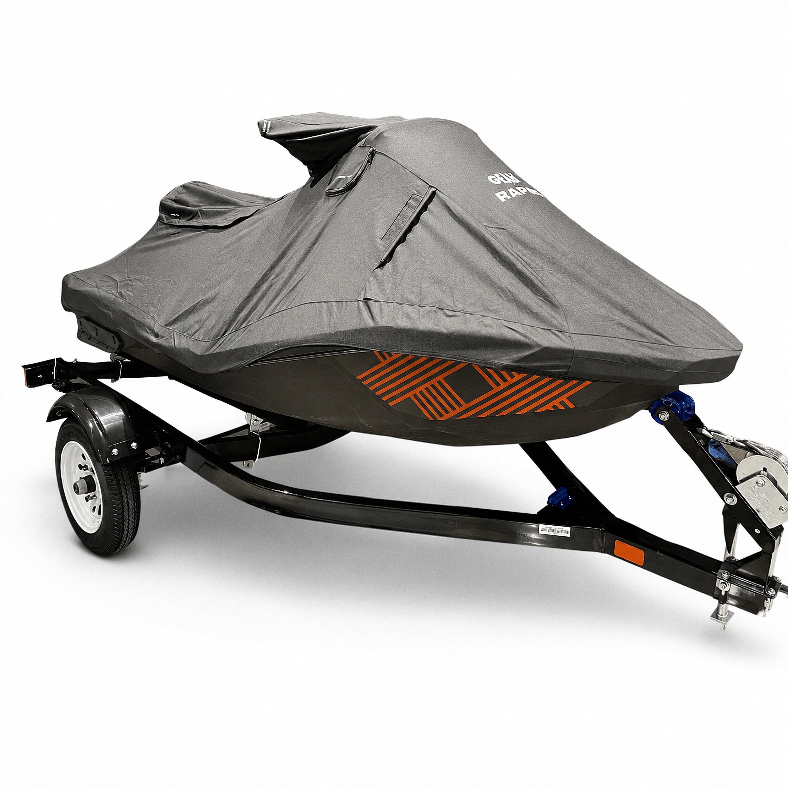 GEARS Sea-Doo Spark cover, black, on a Spark on a trailer, white background