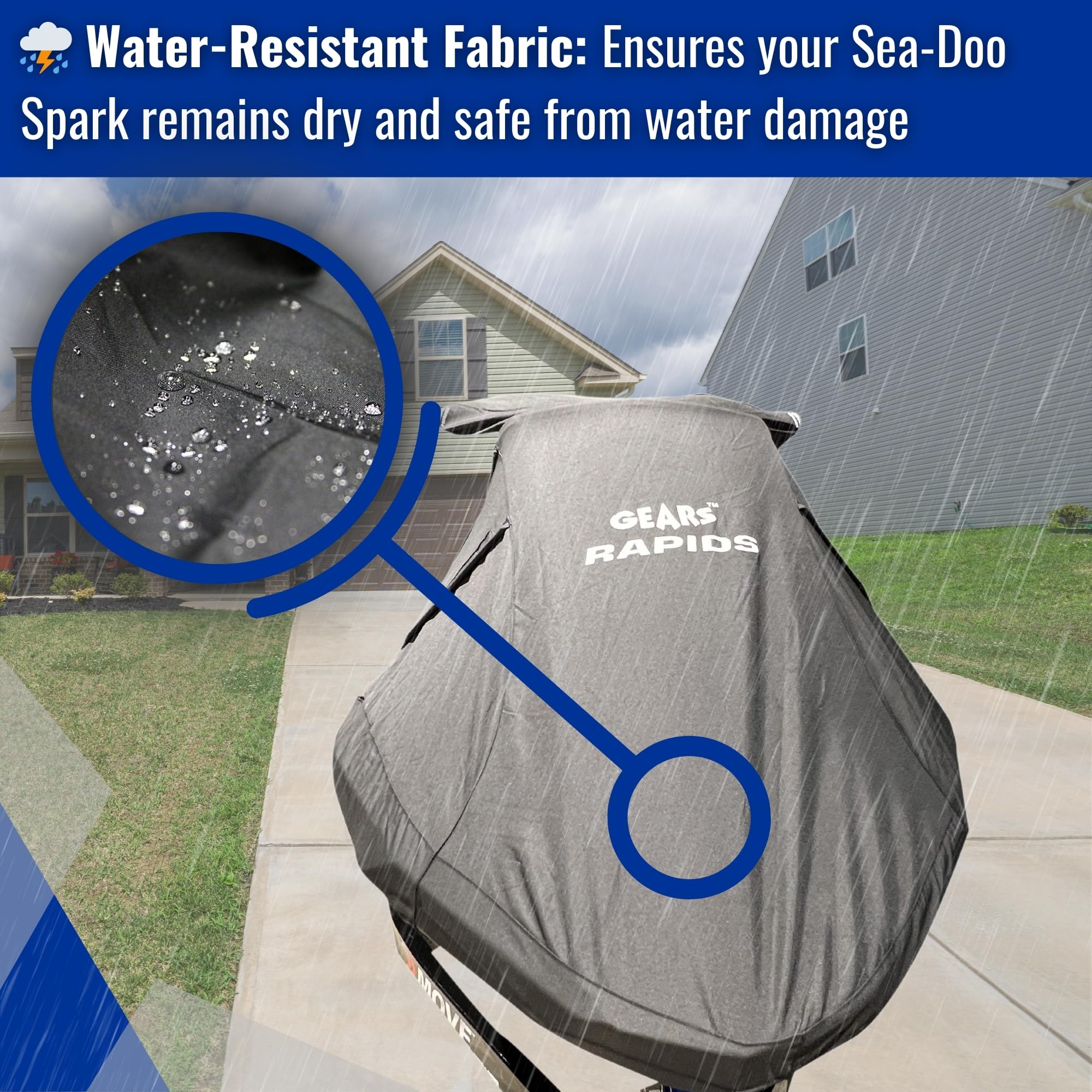 Waterproof polyester sheds rain and spray, vented on purpose