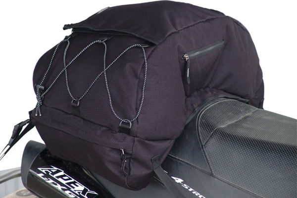 Black snowmobile tail bag