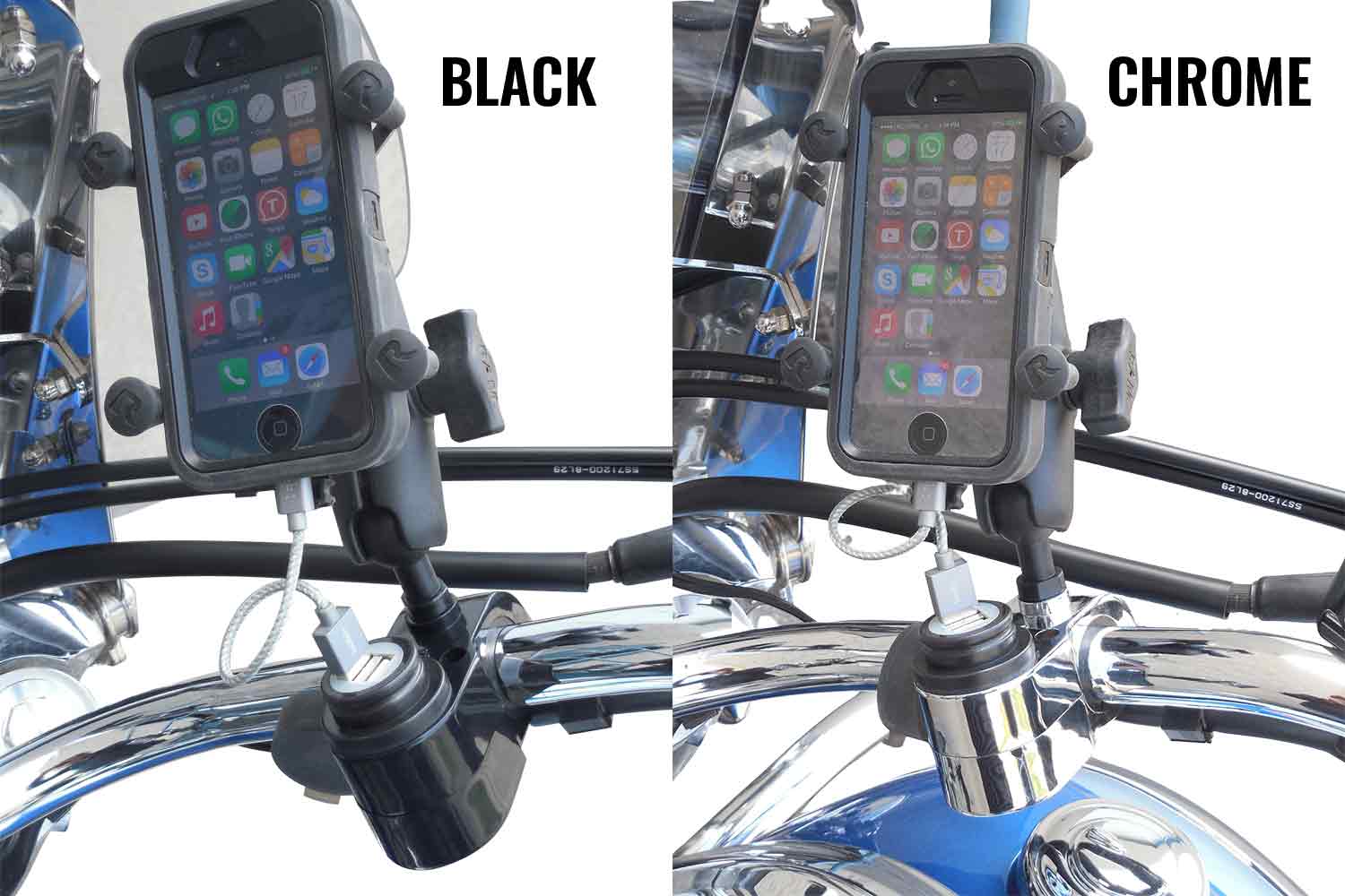 Motorcycle mount black and chrome versions