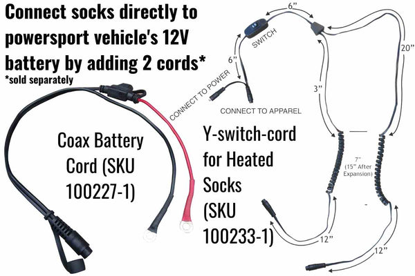 Instructions for using heated socks with cord lengths