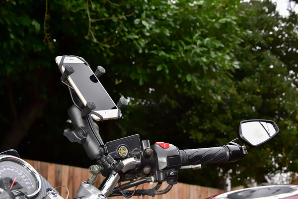 Ram phone mount on motorcycle 