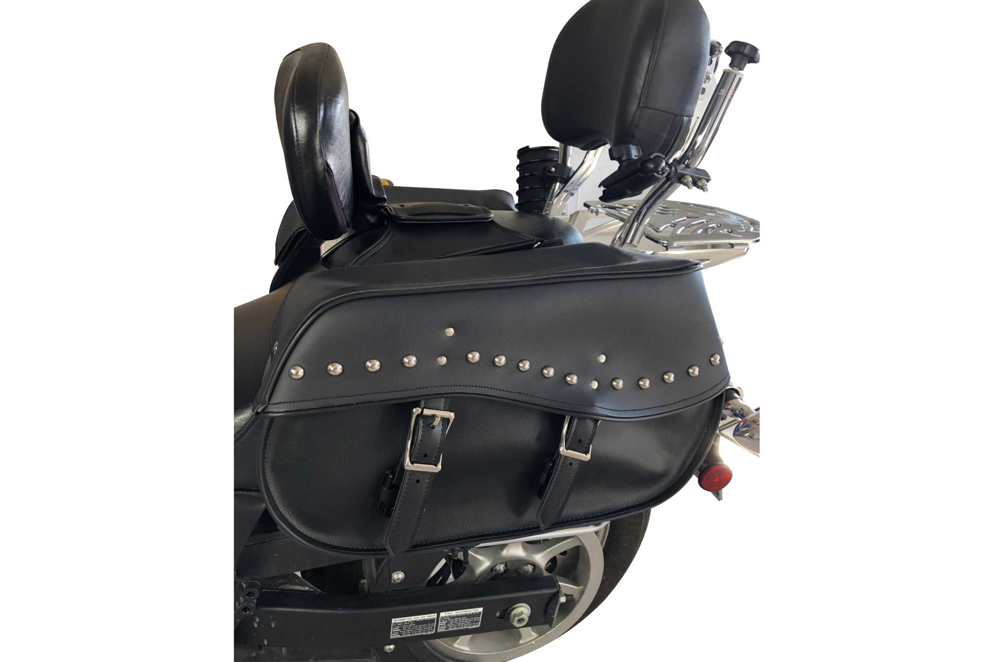 Black saddlebag on motorcycle 