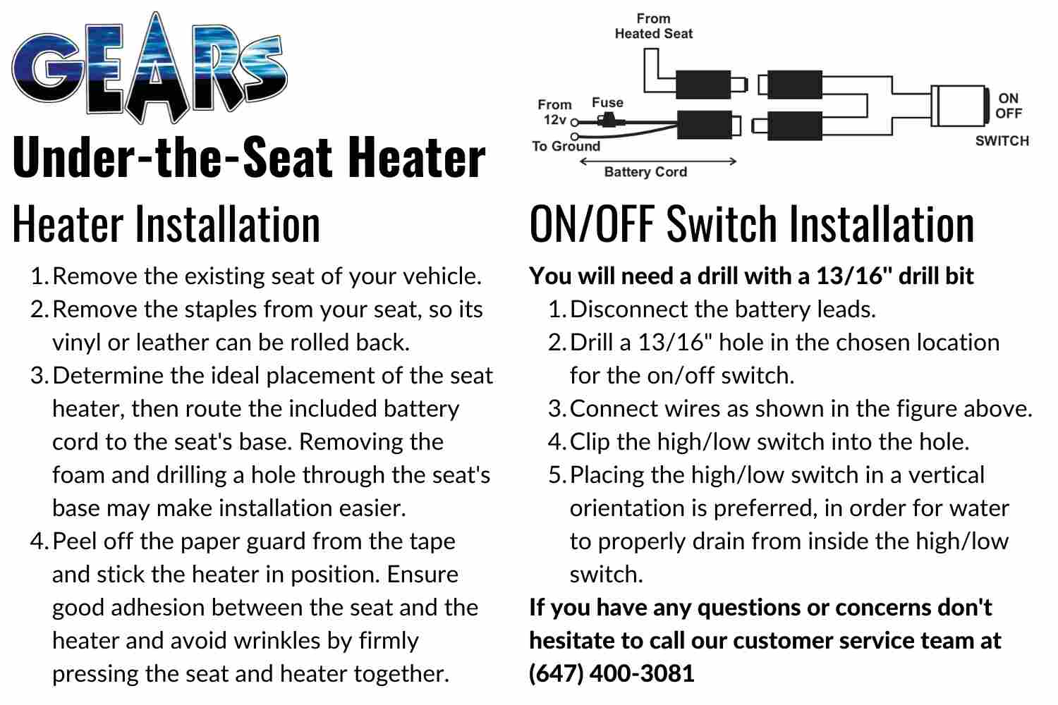 Seat heater installation instructions