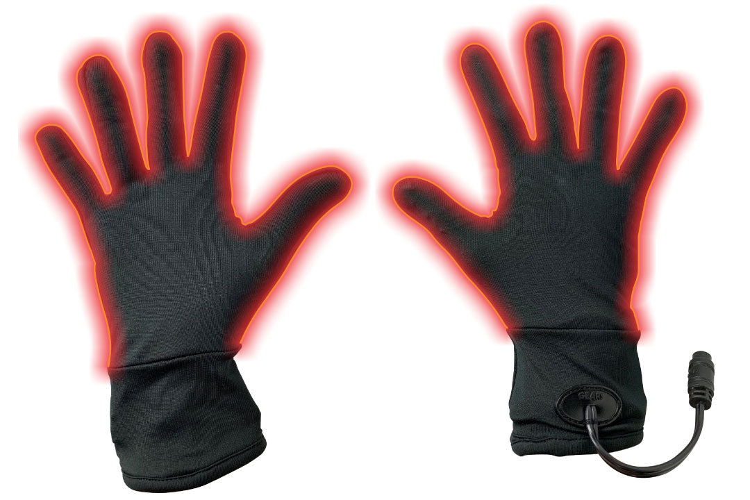 Heated Glove Liners with warm red heat glow around edges