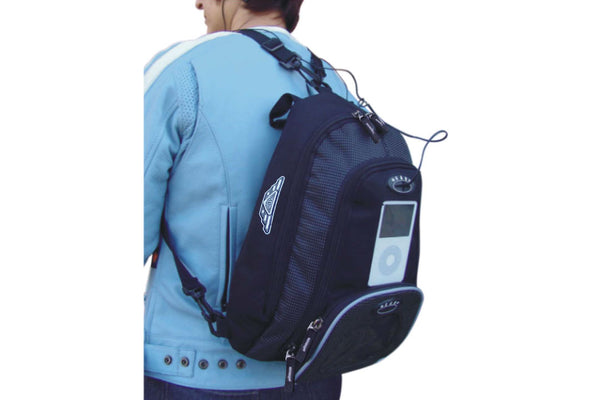 Man using tank bag as a backpack 